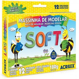 Massinha De Modelar 12 Cores Soft 180G- ACRILEX