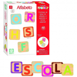 Brinquedo Educativo Alfabeto De Madeira Crescer 48 Peças-NIG BRINQUEDOS