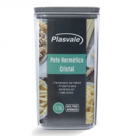 Porta Mantimentos Hermético Cristal 1,5L-PLASVALE