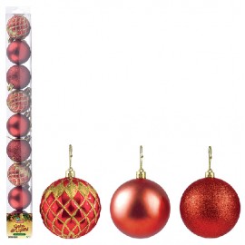 Bolas de Natal Mistas Diamante Vermelho Nº5 Com 9pçs -ART CHRISTMAS
