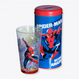 Copo de Vidro Incan 500Ml   Lata Cofre Spider-Man- ZONA CRIATIVA