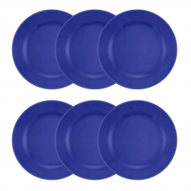 Conjunto 6 Pratos Rasos 24cm Azul- BIONA