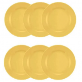 Conjunto 6 Pratos Rasos 24cm Amarelo- BIONA