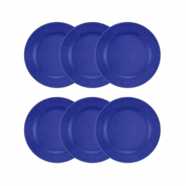 Conjunto 6 Pratos Sobremesa 18cm Azul- BIONA