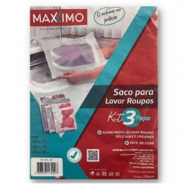 Kit 3 Sacos para Lavar Roupas Intimas com Zíper P M G- MAXXIMO