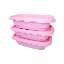 Conjunto 3 Potes Retangulares 1,2L Rosa Color Top- KOZI PLAST