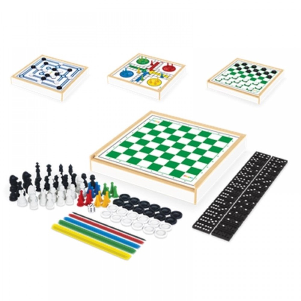 Jogo 6 em 1 Xadrez, Dominó, Dama, Ludo, Bingo e Trilha - Pais e Filhos -  DiverMais